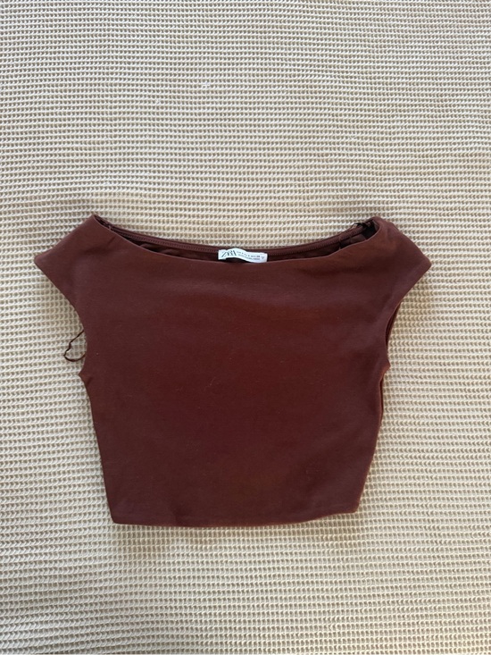 Zara Tops - Zara Brown Off-Shoulder Crop Top